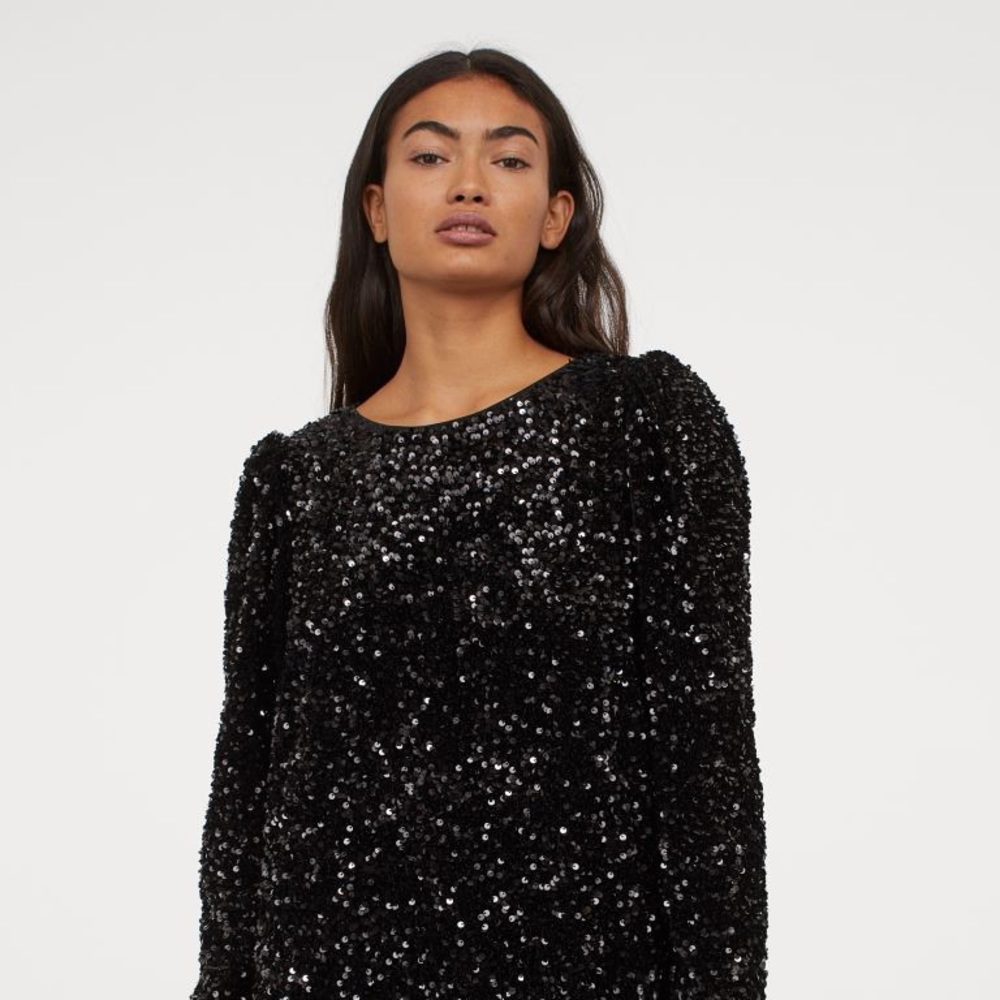 Puff Sleeve Sequin Dress